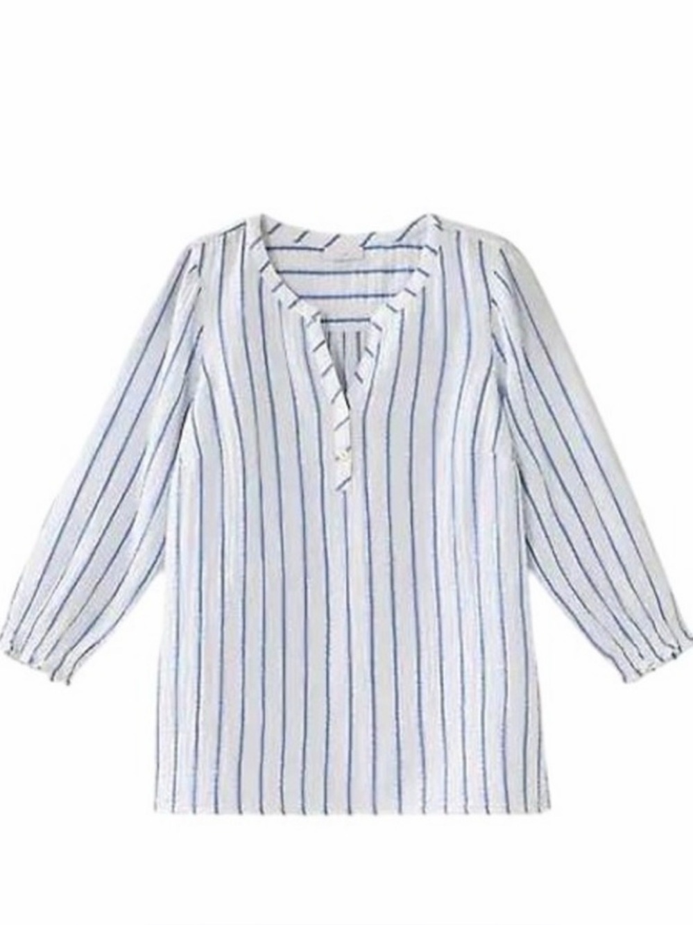 J. Jill Blue & White Striped Gauze Blouse size medium